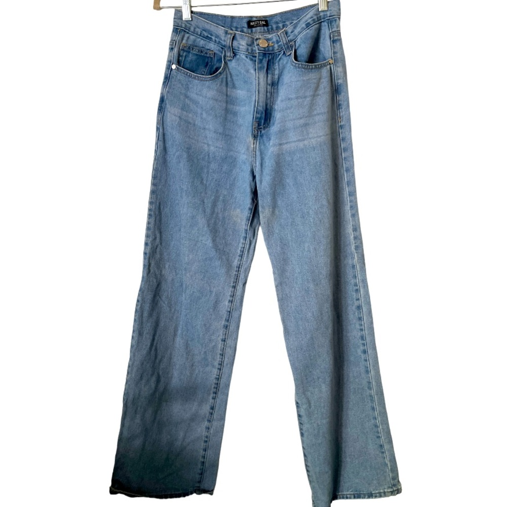 Nasty Gal High Waisted Wide Leg Light Blue Jeans size M